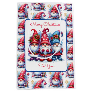Merry Christmas To You Holiday Gnomes Medium Gift Bag