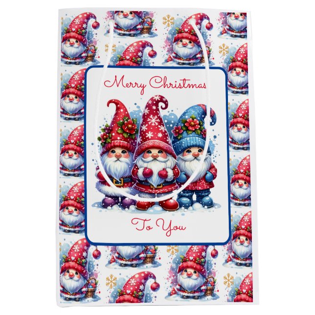 Merry Christmas To You  | Holiday Gnomes Medium Gift Bag (Front)