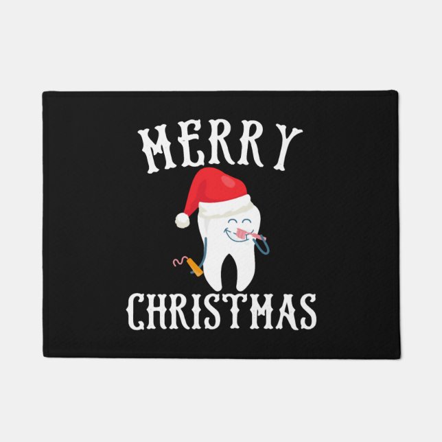 Merry Christmas Tooth Doctor dentist dental Doormat (Front)