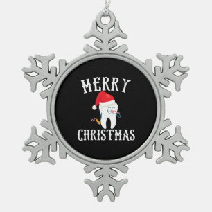 Merry Christmas Tooth Doctor dentist dental Snowflake Pewter Christmas Ornament