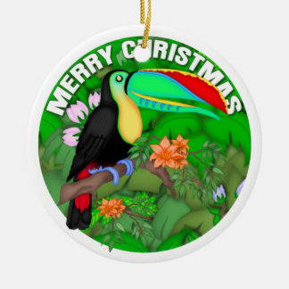 Merry Christmas Toucan Ceramic Tree Decoration