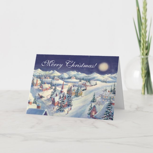 MERRY CHRISTMAS TOWN by SHARON SHARPE Holiday Card (Front)