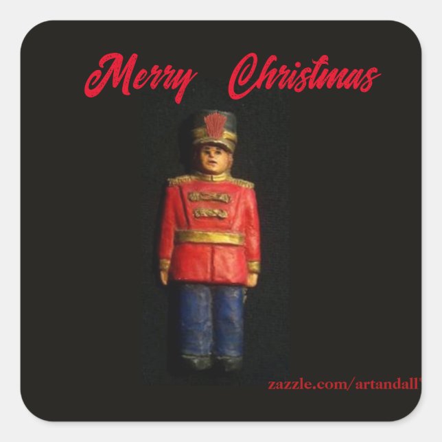  MERRY CHRISTMAS TOY SOLDIER  SQUARE STICKER (Front)