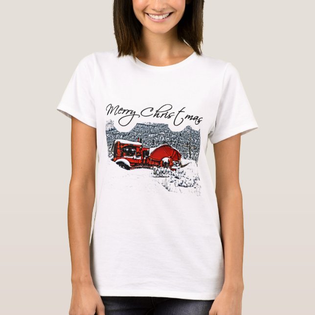 Merry Christmas tractor T-Shirt (Front)