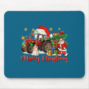 Merry Christmas Tractor With Santa Snowman Mouse Mat