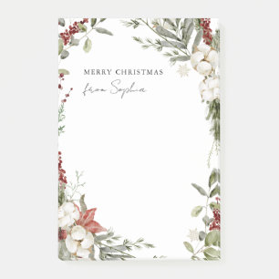 Merry Christmas   Traditional Holiday Florals Post-it Notes