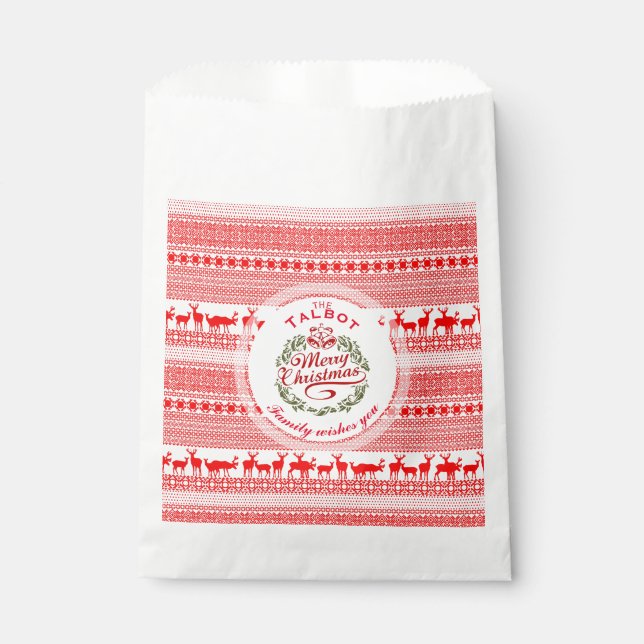 MERRY CHRISTMAS Traditional personalised Favour Ba Favour Bags (Front)