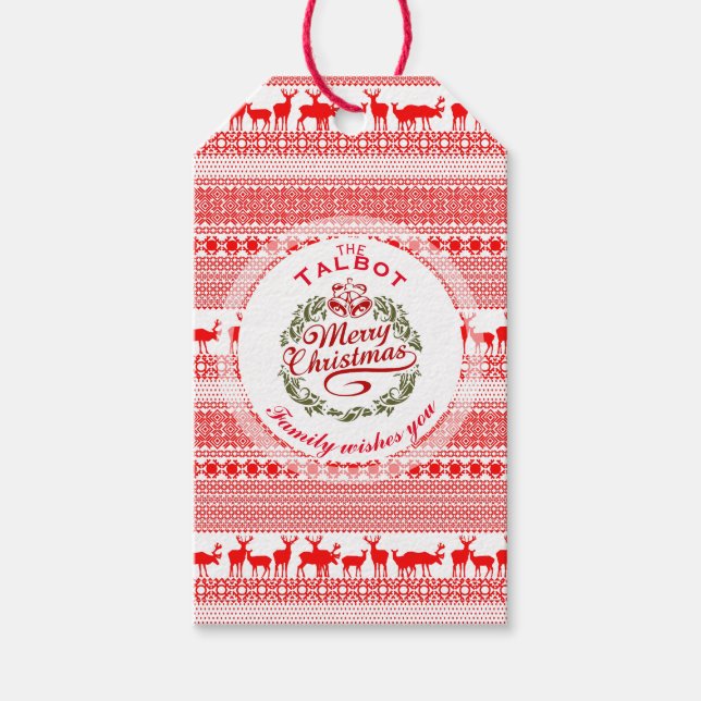 MERRY CHRISTMAS Traditional personalised Gift Tag (Front)