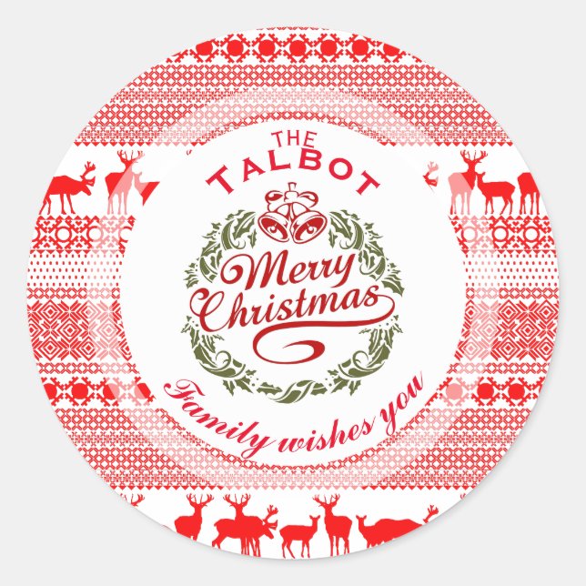 MERRY CHRISTMAS Traditional personalised Round S Classic Round Sticker (Front)