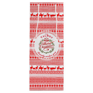 MERRY CHRISTMAS Traditional personalised Wine Gift Wine Gift Bag