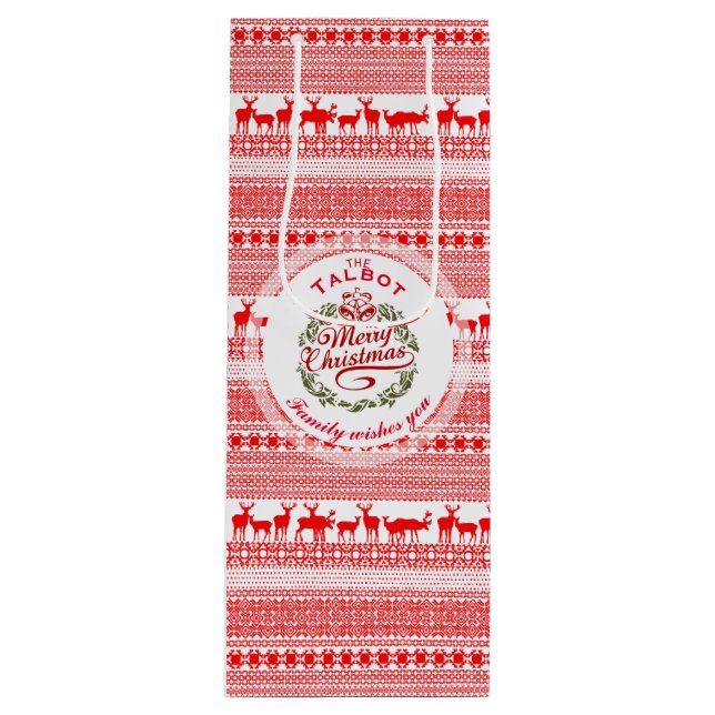 MERRY CHRISTMAS Traditional personalised Wine Gift Wine Gift Bag (Front)