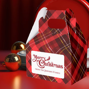 Merry Christmas Traditional Red Plaid Custom Party Favour Box