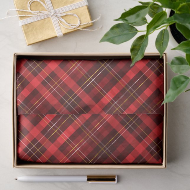 Merry Christmas Traditional Red Plaid Tartan Tissue Paper (Gift)