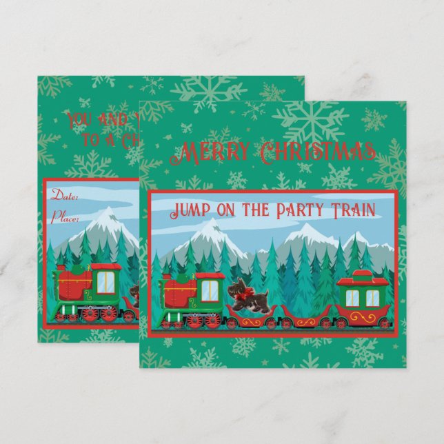 Merry Christmas Train Invitation (Front/Back)
