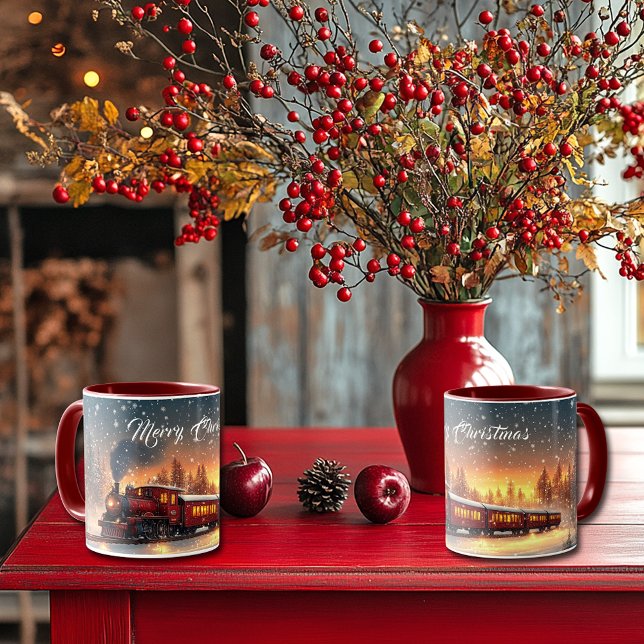 Merry Christmas Train  Snowflakes Bright Lights Mug (Creator Uploaded)