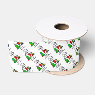 Merry Christmas Tree 2 Old English Sheepdog Grey 1 Satin Ribbon