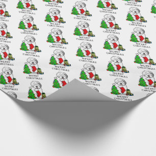 Merry Christmas Tree 2 Old English Sheepdog Grey 1 Wrapping Paper