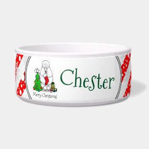 Merry Christmas Tree 2 Poodle (white) Dog Cute