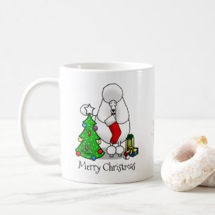 Merry Christmas Tree 2 Poodle (white) Dog Cute Coffee Mug