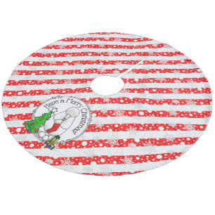 Merry Christmas Tree 2 Poodle (white) Dog Cute Fleece Tree Skirt