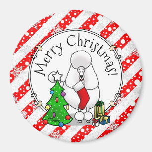 Merry Christmas Tree 2 Poodle (white) Dog Cute Magnet