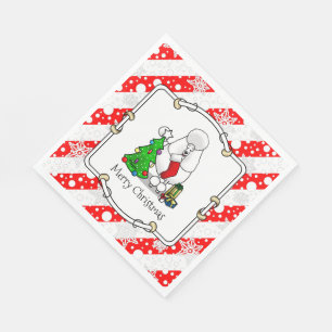 Merry Christmas Tree 2 Poodle (white) Dog Cute Napkin