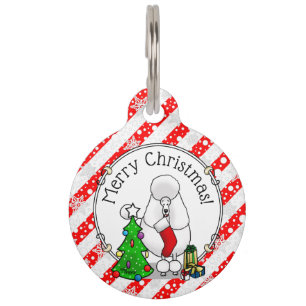 Merry Christmas Tree 2 Poodle (white) Dog Cute Pet Tag
