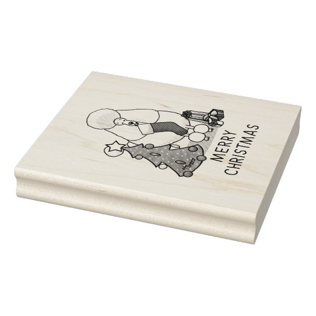 Merry Christmas Tree 2 Poodle (white) Dog Cute Rubber Stamp (Stamp)