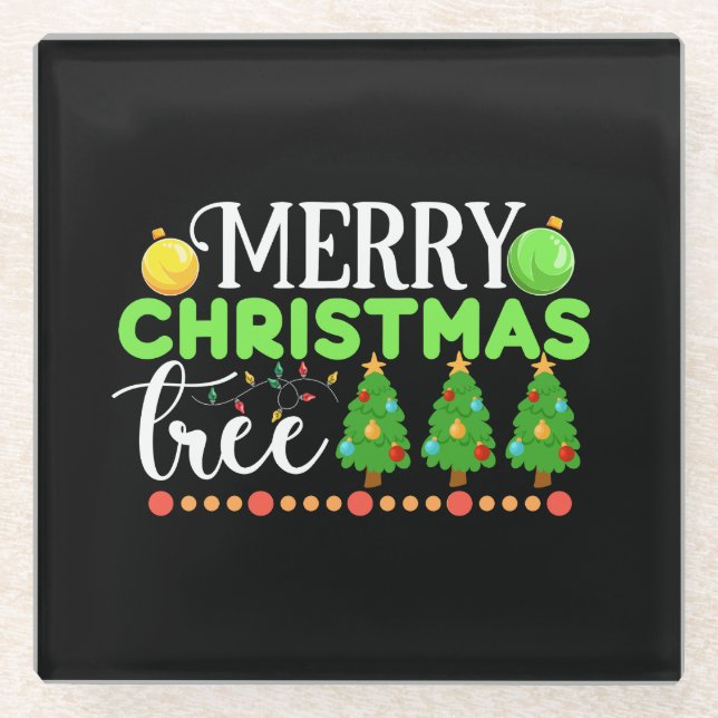 Merry Christmas Tree-34564 Glass Coaster (Front)