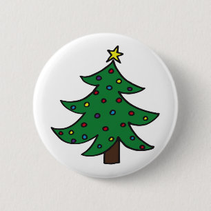 Merry Christmas Tree 6 Cm Round Badge