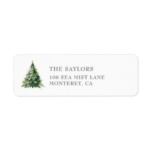 Merry Christmas Tree Address Labels for Holidays