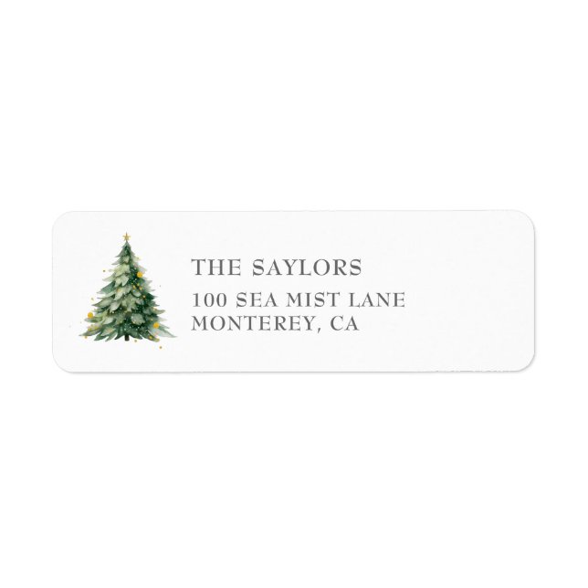 Merry Christmas Tree Address Labels for Holidays (Front)