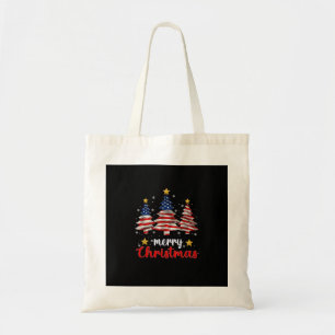 Merry Christmas Tree American Flag Funny US Flag S Tote Bag