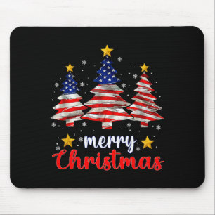 Merry Christmas Tree American Flag Funny Us Flag X Mouse Mat