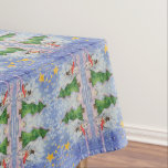 Merry Christmas Tree And Frosty Snowman Watercolor Tablecloth<br><div class="desc">Tablecloth tabletop cover and decorative home furnishing decor accessory printed with Merry Christmas Tree And Frosty Snowman Watercolor painting original artwork design and select products collection by TheFabricSeal print on demand shop at Zazzle.com #ZazzleMade https://www.zazzle.com/store/thefabricseal TheFabricSeal©️Original. This cheerfully fun design image print is a hand painted watercolor painting is a...</div>