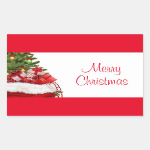 Merry Christmas Tree And Gifts Template Custom Rectangular Sticker