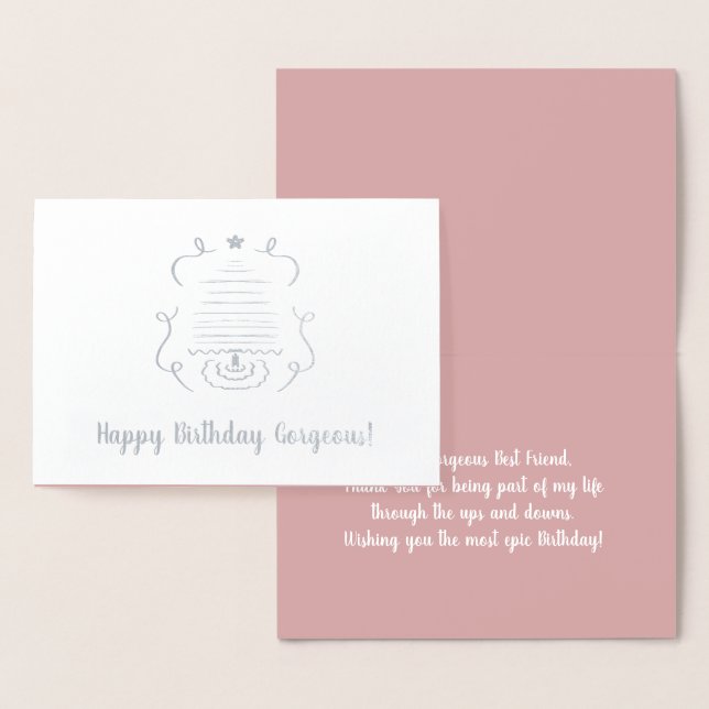 Merry Christmas Tree Art Birthday Real Foil Card (Display)