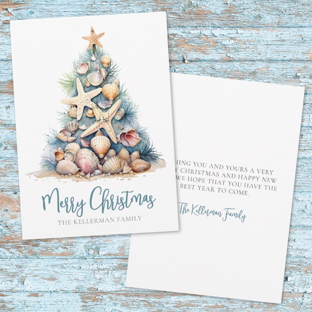Merry Christmas Tree Beach Holiday Card (Merry Christmas Tree Beach Holiday Card)