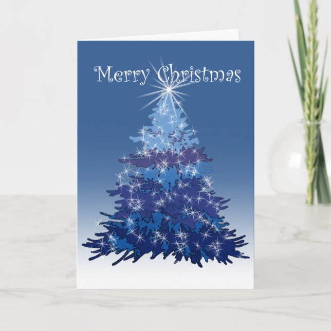 Merry Christmas Tree Blue Card (Front)