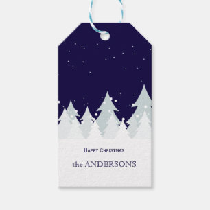 Merry Christmas tree blue Gift Tags