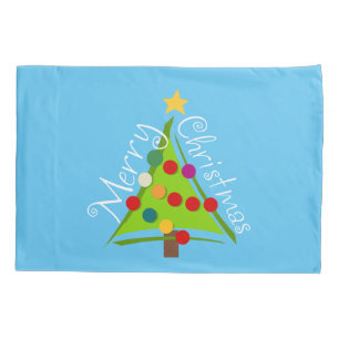 Merry Christmas Tree (blue) Pillowcase