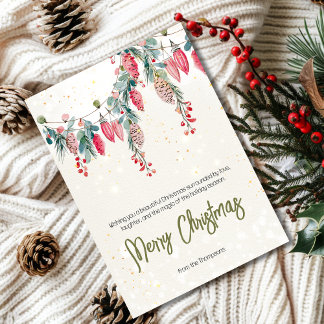 Merry Christmas tree branch and bauble Holiday Card