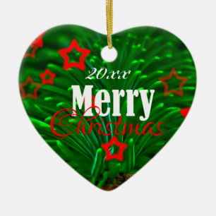 Merry Christmas Tree Branch and Stars Ceramic Tree Decoration