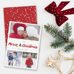 Merry Christmas Tree Brush Script 3 Photo Collage Holiday Card<br><div class="desc">Designed by fat*fa*tin. Easy to customize with your own text,  photo or image. For custom requests,  please contact fat*fa*tin directly. Custom charges apply.

www.zazzle.com/fat_fa_tin
www.zazzle.com/color_therapy
www.zazzle.com/fatfatin_blue_knot
www.zazzle.com/fatfatin_red_knot
www.zazzle.com/fatfatin_mini_me
www.zazzle.com/fatfatin_box
www.zazzle.com/fatfatin_design
www.zazzle.com/fatfatin_ink</div>