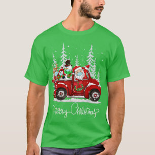 Merry Christmas Tree Buffalo Plaid Red Truck T-Shirt