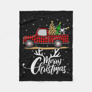 Merry Christmas Tree Buffalo Plaid Truck Family Gr Fleece Blanket