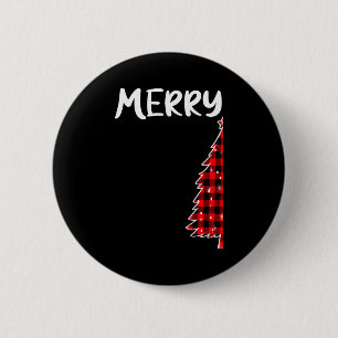 Merry Christmas Tree Buffalo Plaid Xmas Couples Ma 6 Cm Round Badge