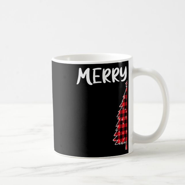 Merry Christmas Tree Buffalo Plaid Xmas Couples Ma Coffee Mug (Right)