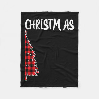 Merry Christmas Tree Buffalo Plaid Xmas Couples Ma Fleece Blanket