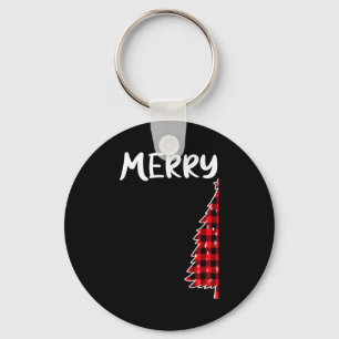 Merry Christmas Tree Buffalo Plaid Xmas Couples Ma Key Ring